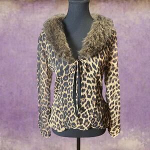 Vintage 90s sheer leopard print blouse